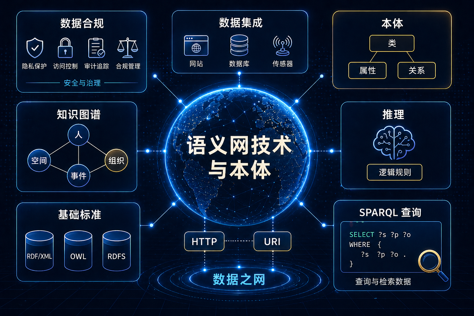 语义网技术与本体示意图